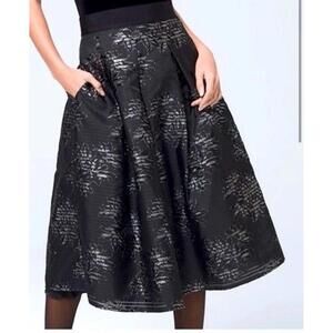 White House Black Market Shado Stripe Metallic Full Skirt Size Small NWOT